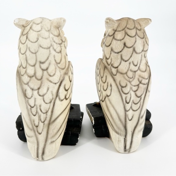 Vintage Roman Art Robia Ware Pair of Horned Owl Bookends - Picture 2 of 7